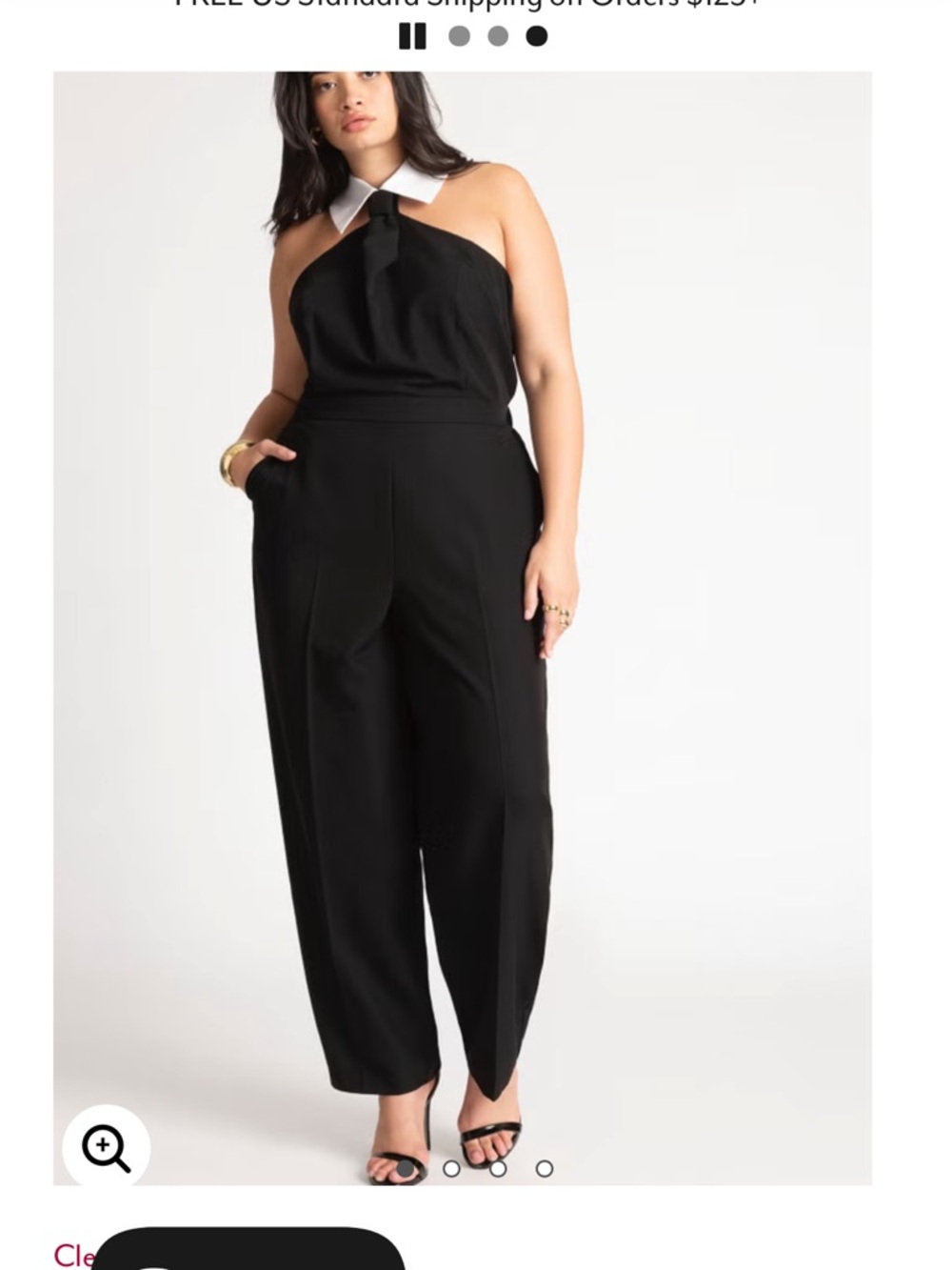 Eloquii Black Wide-Leg Jumpsuit with White Collar